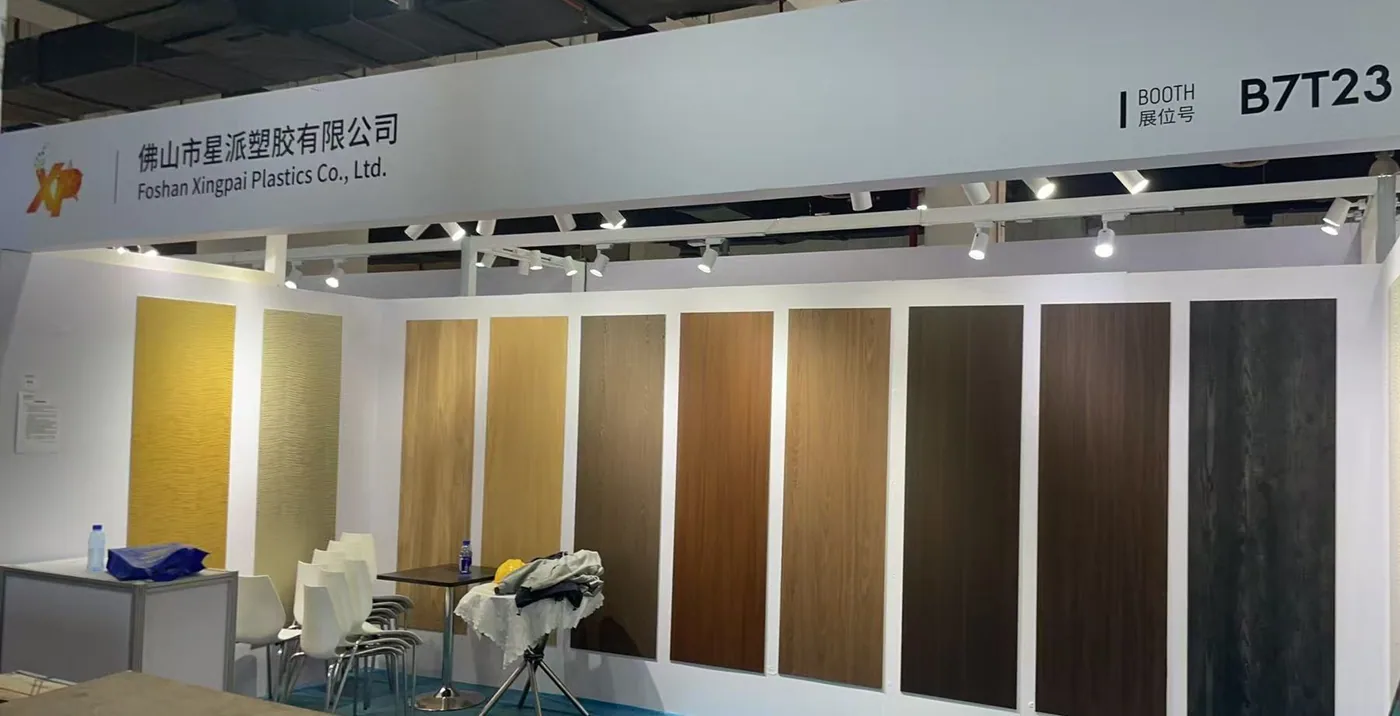 Xingpai booth B7T23 with wood grain and textured film panels